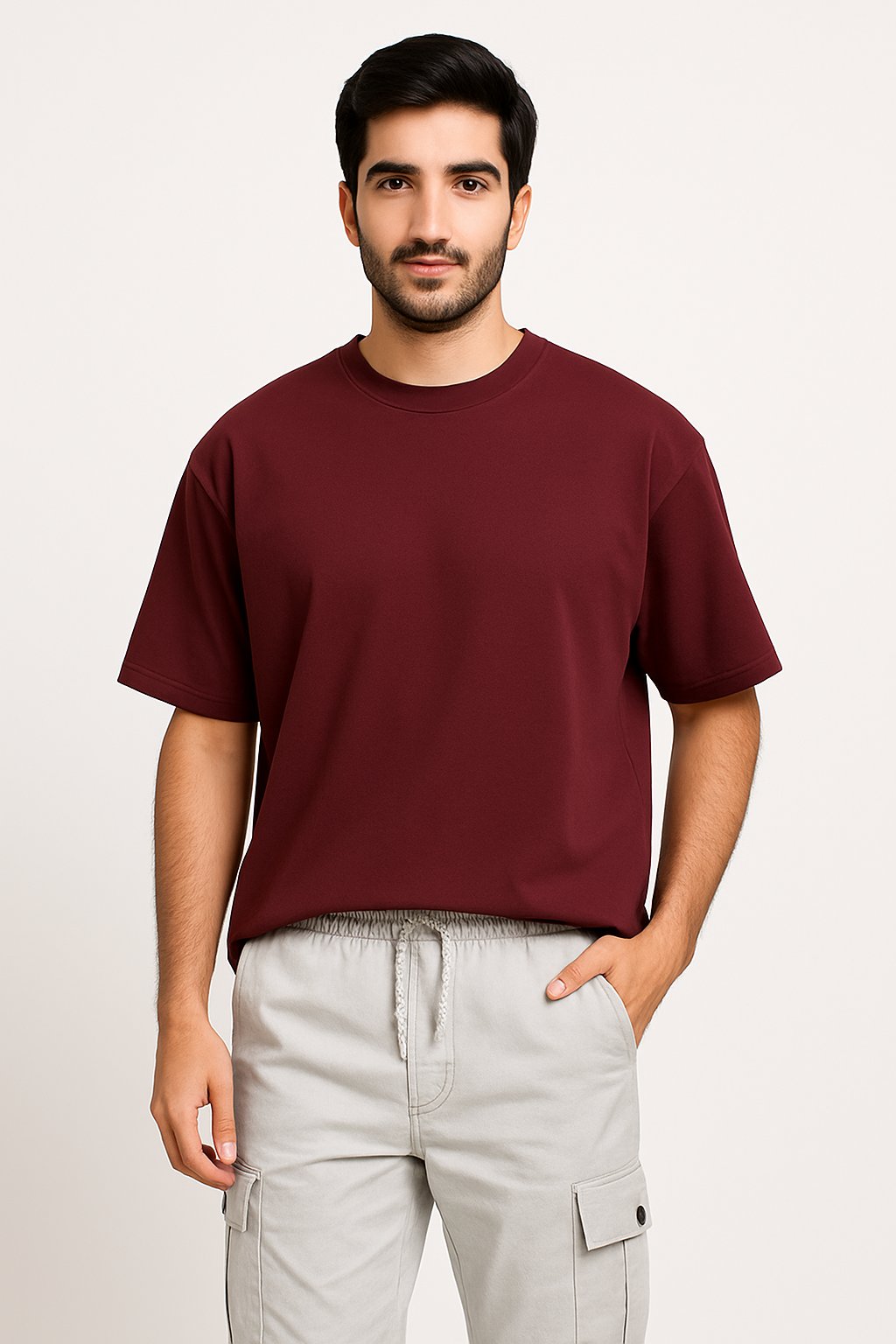 Essential Maroon Drop Tee – 100% Cotton | The RH Closet - Image 3
